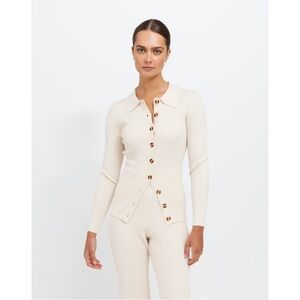 Brunette the Label Christy Rib Knit Button Up Top in Cream – Size M/L – NWT